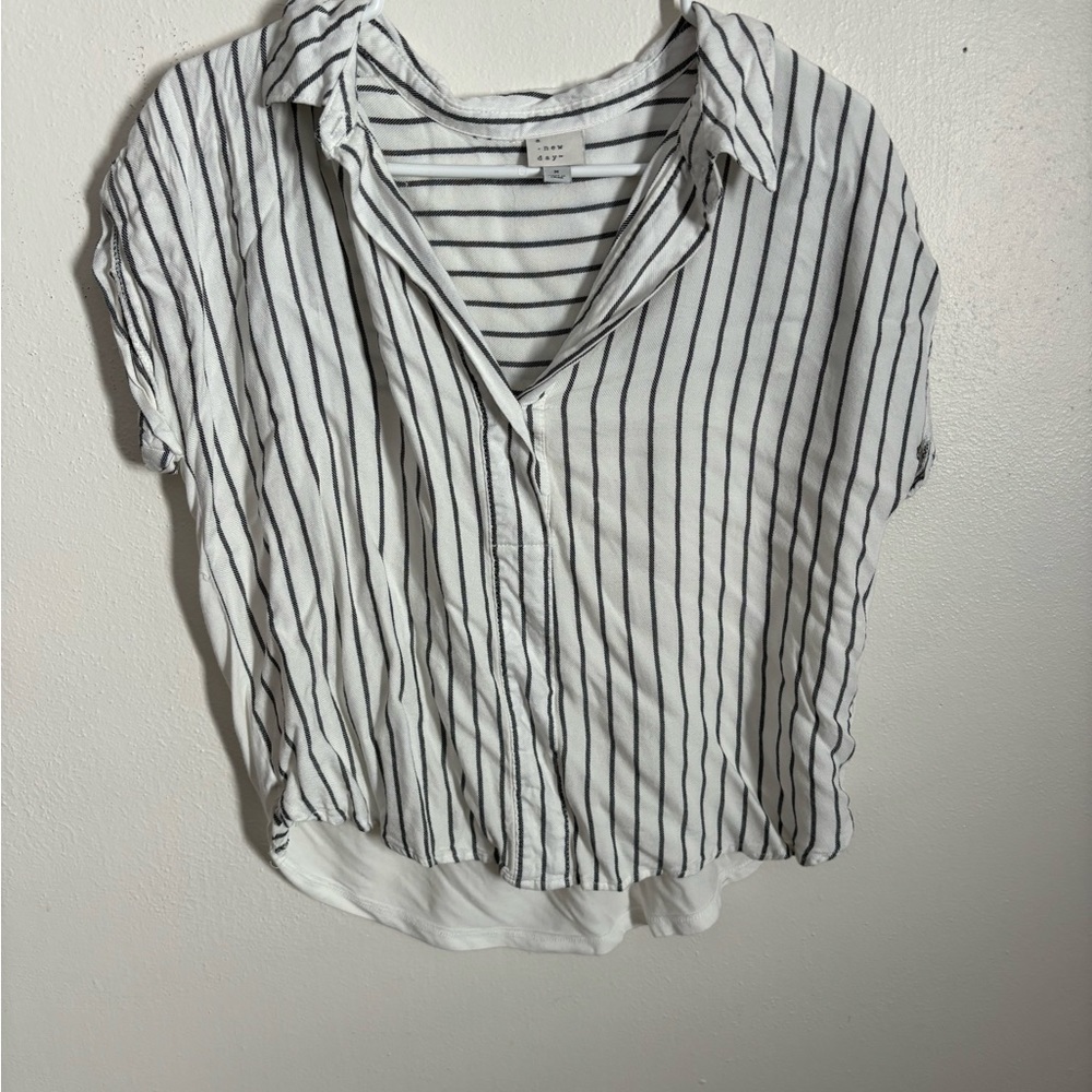 White and black Stripe Top